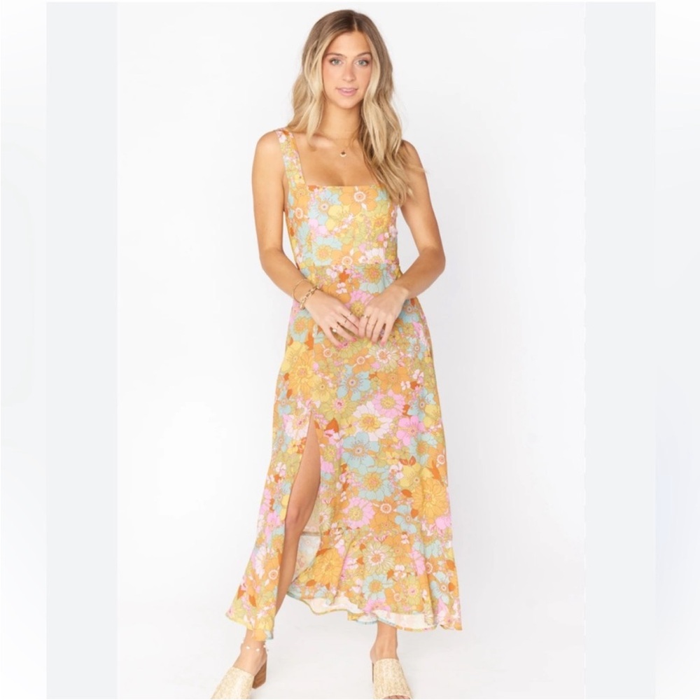 Show Me Your Mumu Claire Floral Square-Neck Maxi Dress in Mustard XXL